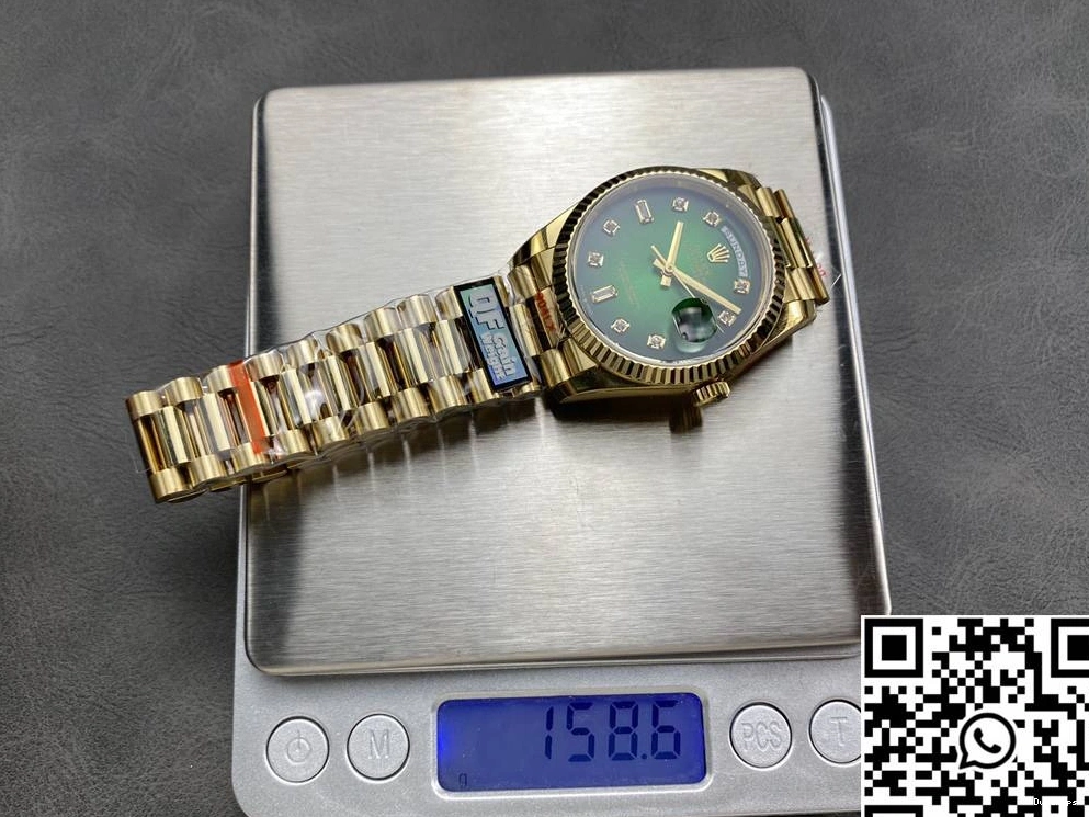 Green Dial Yellow Day Factory QF M128238-0069 Gold 36mm v5 Rolex Tungsten Steel Date 0713